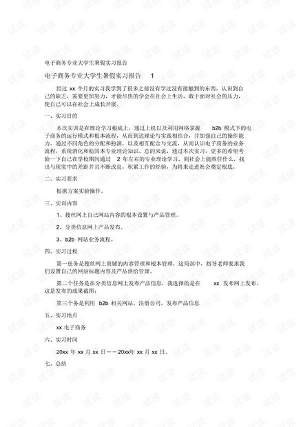 电子商务专业的实习概括